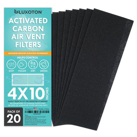 Buy Activated Carbon Air Vent Filters for Home - 20 Pieces 4" x 10 ...
