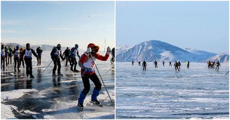 These Pics Of Ice Skating & Cycling Race On World’s Deepest Lake Will ...