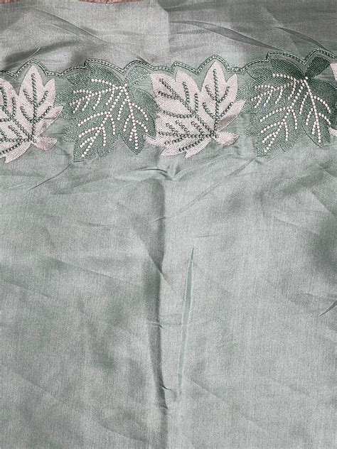 Machine Embroidery Leaf Patterned Tussar Finish Saree | SUN431 – Aham ...