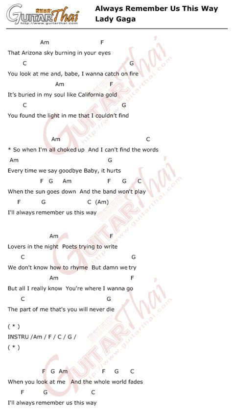 Always remember us this way - Lady gaga | Guitar chords for songs ...