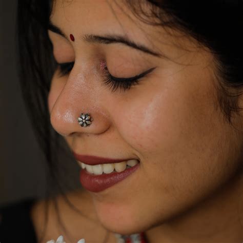 Shevanti Nose Pin - Handcrafted 92.5 Silver Jewellery | House of Aadyaa