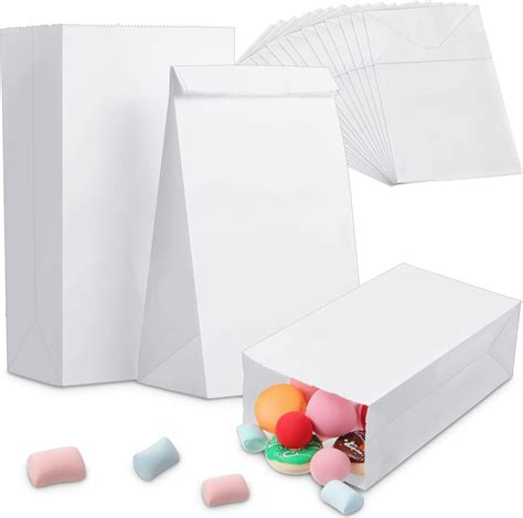 Amazon.com: 400 Pieces Kraft White Paper Bags Packaging Bags Small ...