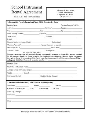 School Instrument Rental Agreement - Niemann & Sons Music - Fill and ...