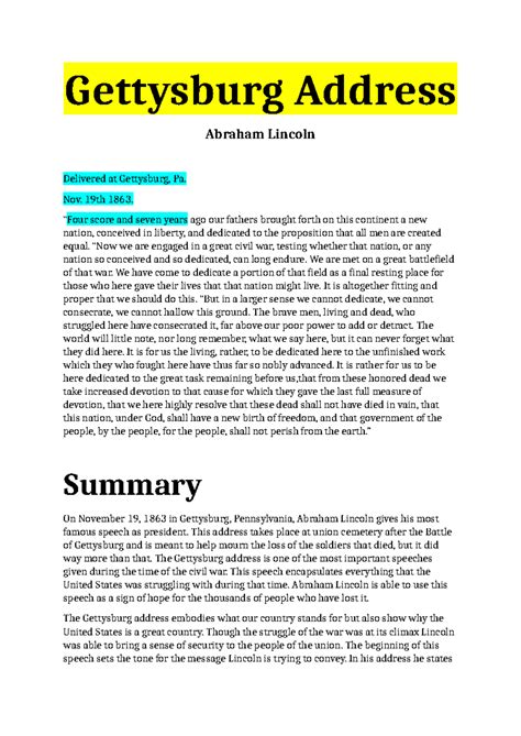 Gettysburg Address - English Honours 3RD Sem - Gettysburg Address ...