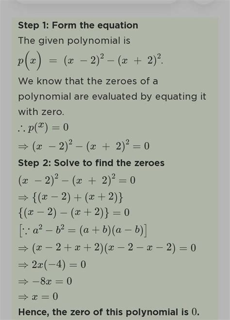 find the zeroes of (x-2)²-(x+2)² - Brainly.in