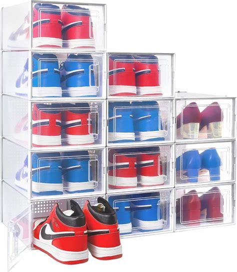 Amazon.com: 12 Pack Shoe Organizer Storage Bins, Clear Plastic ...