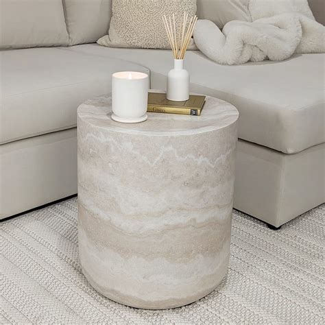 Shop Celeste Round Neutral Marble Effect Side Table – Rowen Homes
