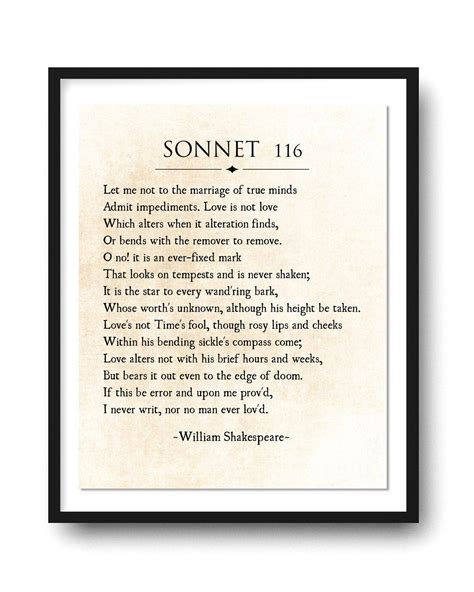 Sonnet 116 by William Shakespeare, Poetry Art, Love Poem, Love Wall Art ...