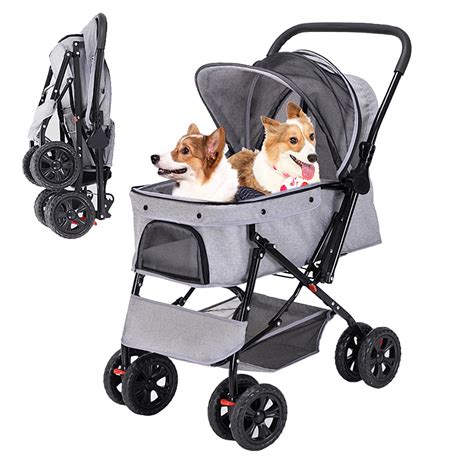 Amazon.com: Pet Strollers for Small Medium Dogs & Cats with Reversible ...