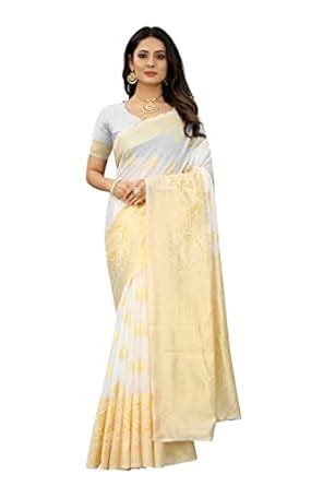 Buy Silk Zone Women's Pearl White Kanjiwaram Art Silk Saree With ...