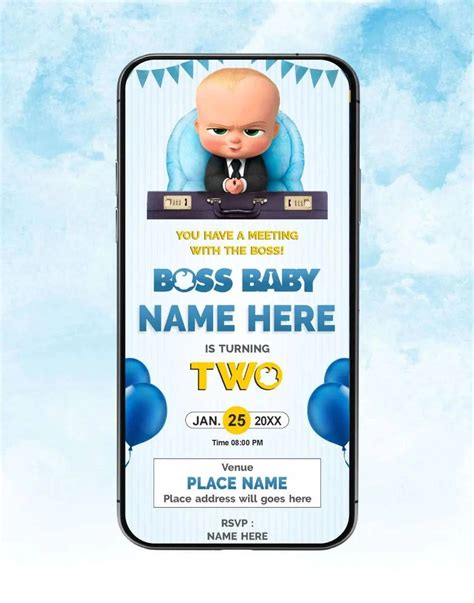 Boss Baby Second Birthday Invitation | VIP-Themed Digital Party Invite ...