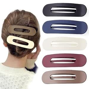 BellaStella 5 Pcs Korean Large Flat Matte Hair Claw Clips for Thick ...