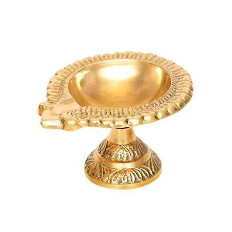 Buy Shubhkart Nitya Brass Paan Diya with Stand | Brass Diya Oil Puja ...