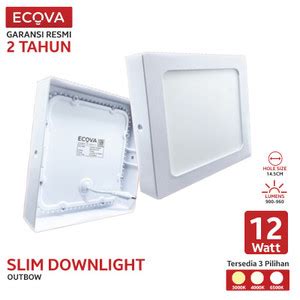 Jual Ecova LED Slim Downlight OB Kotak 12 Watt Outbow Lampu 12W - Putih ...