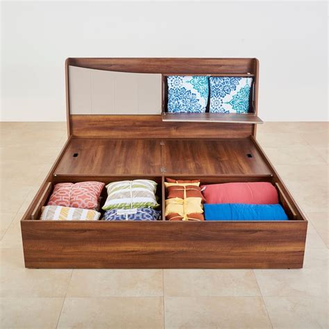 Buy Serenity Paxton Queen Bed with Box Storage - Brown from Home Centre ...