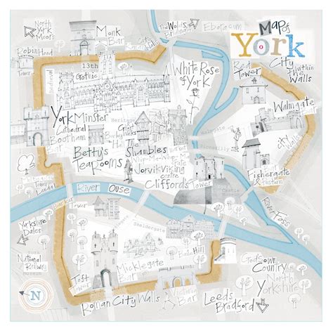 Map of York Greetings Card : Amazon.co.uk: Home & Kitchen