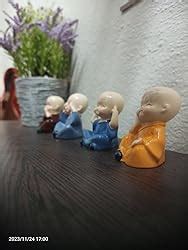 Buy TIED RIBBONS Resin Buddha Monk Statues, Small, Multicolour, Set of ...
