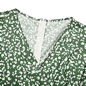 Women's Wrap Dress Floral Ditsy Floral Button Print V Neck Midi Dress ...