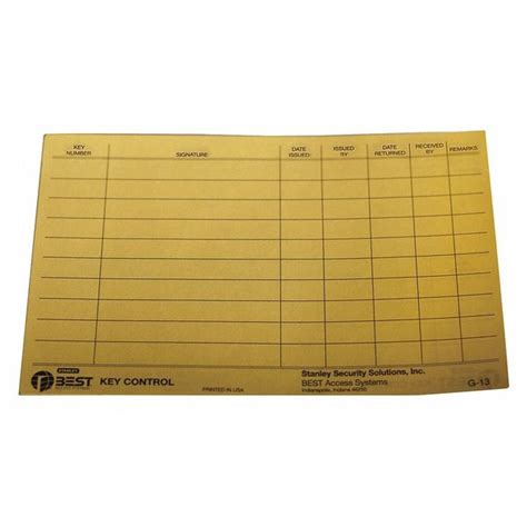 Best Key Authorization Card, Paper, For Keys G13 | Zoro