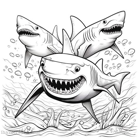 Shark Coloring Sharks Pages Great Cartoon Drawing Kids Color Printable ...