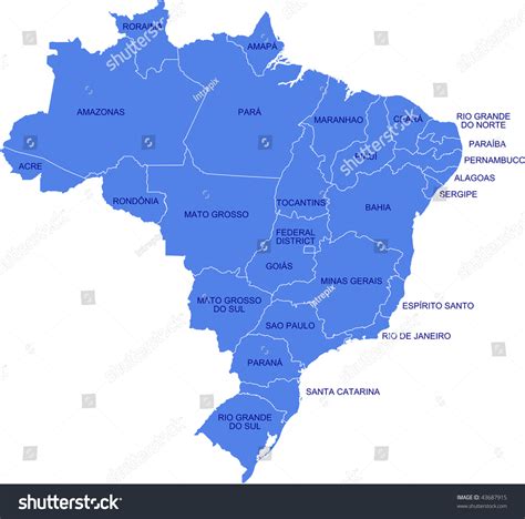 Map Vector Illustration Showing Provinces Brazil Stock Vector (Royalty Free) 43687915 | Shutterstock