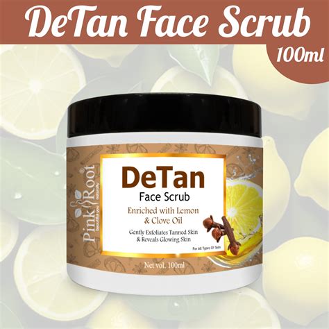 Pink Root Detan Face Scrub 100ml, Enriched with Lemon Extract & Clove