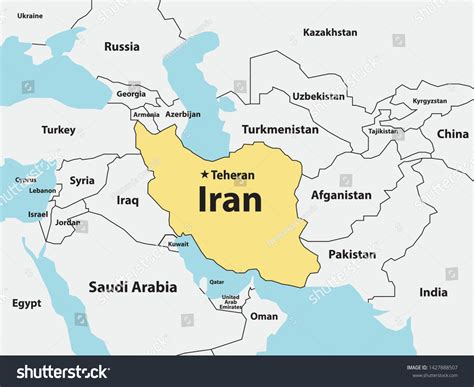 Iran Map Middle East Capital Teheran Stock Vector (Royalty Free) 1427888507