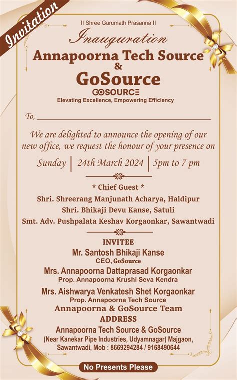 Inauguration – Annapoorna Tech Source & Go Source _ 24th March 2024 ...