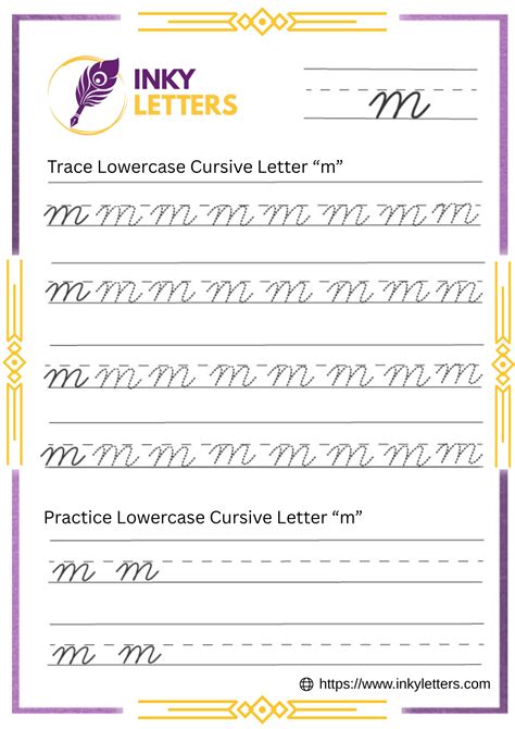 Cursive M - Worksheets and Tutorial (Uppercase + Lowercase)