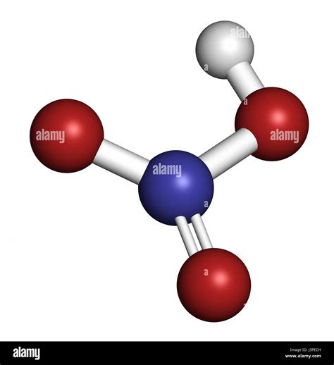 Nitric acid (HNO3) strong mineral acid molecule. Used in production of ...
