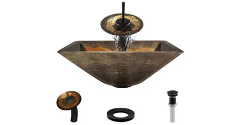 Rene R5-5036-WF-ABR 16-3/4" Glass Vessel Bathroom Sink with 1.58 GPM ...