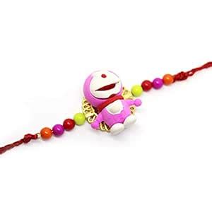 NYLSA Colorful Doraemon Cartoon Eraser Rakhi with Beads for Kids ...