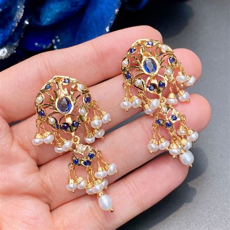 Ruby Red & Pearl Earrings | Gold Plated on Sterling Silver ER 596
