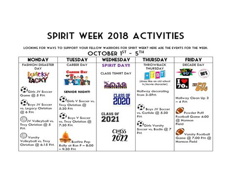 Spirit Week Ideas