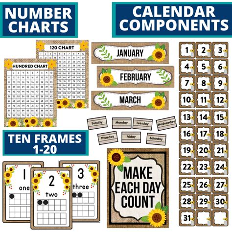 Sunflower Farmhouse Classroom Calendar