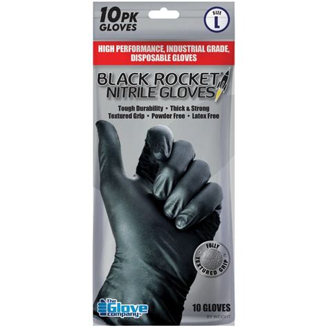 Black Rocket Nitrile Gloves Large PK10 | Jaycar Australia