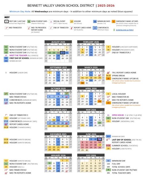 Bennett Valley School District Calendar 25-26 Revised pdf - EduCounty