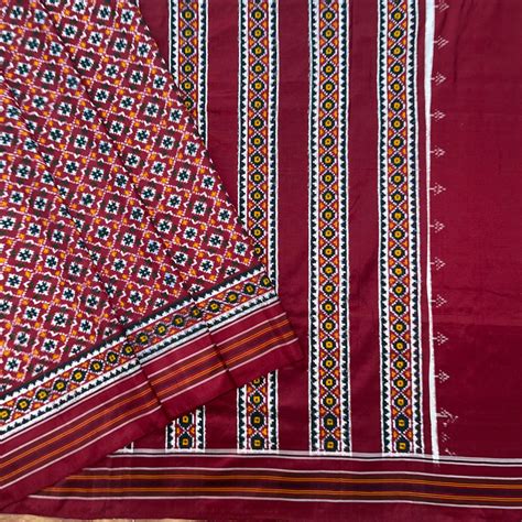 Marron Patola Spun Silk Saree – Ikkat Time