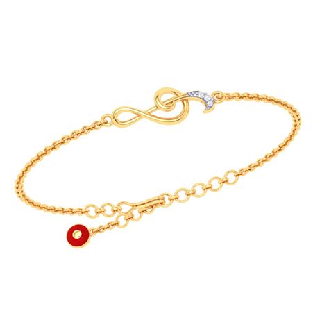 18KT Musical Note with Evil Eye Gold Braclet | Diamond Collection | PC ...