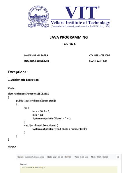 Lab Da 4 - DA4 - JAVA PROGRAMMING Lab DA 4 NAME : HENIL SATRA COURSE ...