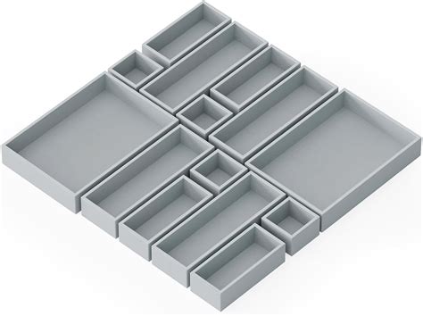 dxynlzq 14-Piece Bamboo Drawer Organizer Storage Boxes Set Wood Tray ...