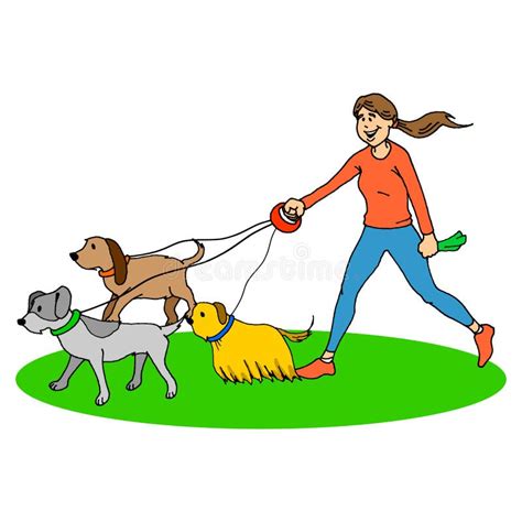 Dogs Clip Art , Professional Dog Walker. Stock Illustration ...