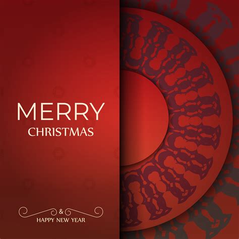 Merry Christmas Red Color Greeting Brochure Template with Abstract ...