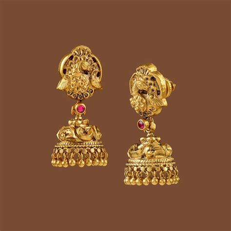 Buy 22K Gold Jhumka Earrings Online – Krishna Jewellers Pearls and Gems
