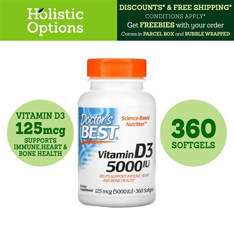[Authentic] Vitamin D3 | 50 mcg (2000 IU)180 Softgels OR 125 mcg (5000 ...