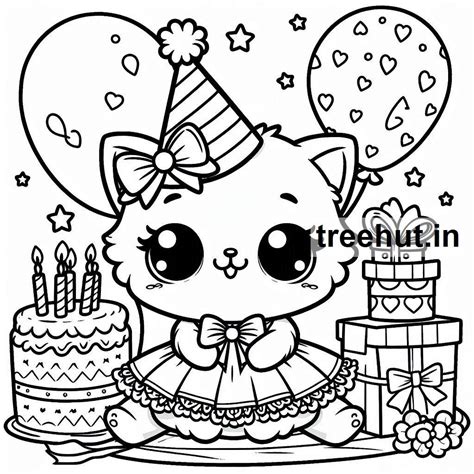 Cute Birthday Party Coloring Pages
