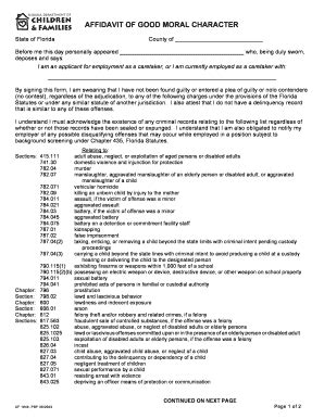 Fillable Online AFFIDAVIT OF GOOD MORAL CHARACTER - Wayside Baptist ...