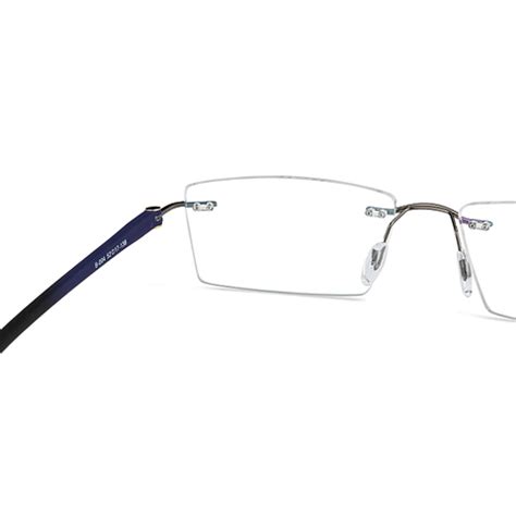Buy Gunmetal Black Blue Rimless Rectangle Bolt Air Fusion B-004 Eyeglasses