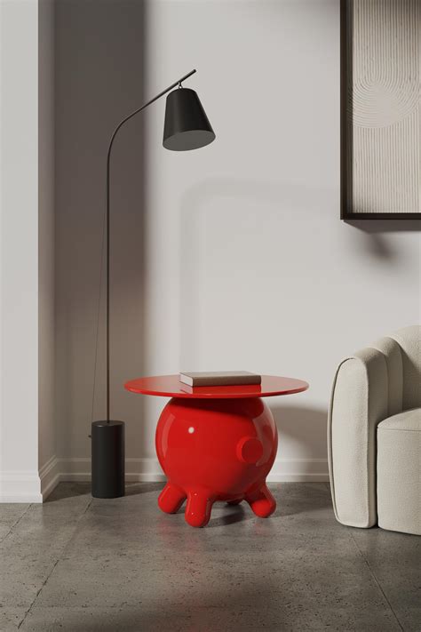 Pogo, Decorative Side Table, Nightstand, in Red by Joel Escalona For ...