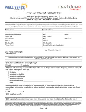 Fillable Online wellsense Migrane-Specific Medications (Triptans) PA ...